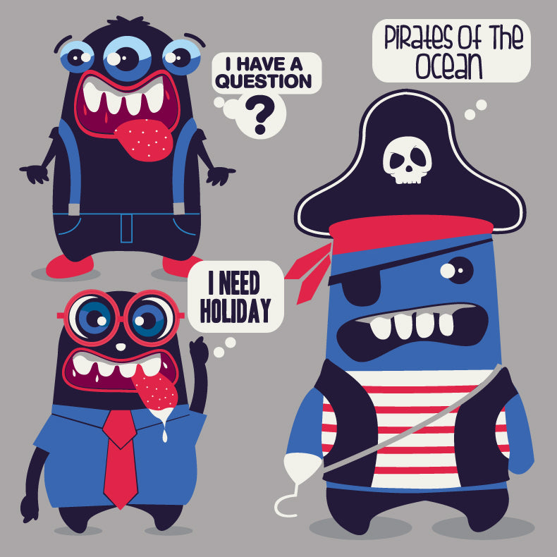 Playful Monster Pirate T-shirt (Black)