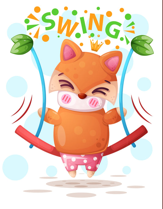 Playful Swinging Fox T-shirt (Black)