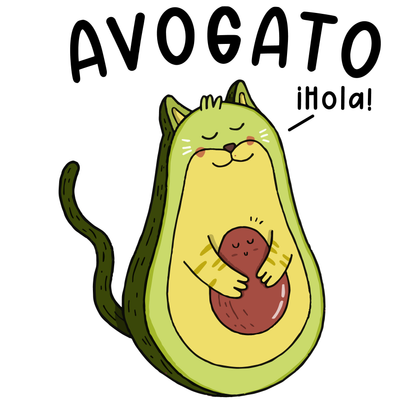 Cute Avocado Cat T-shirt (White)