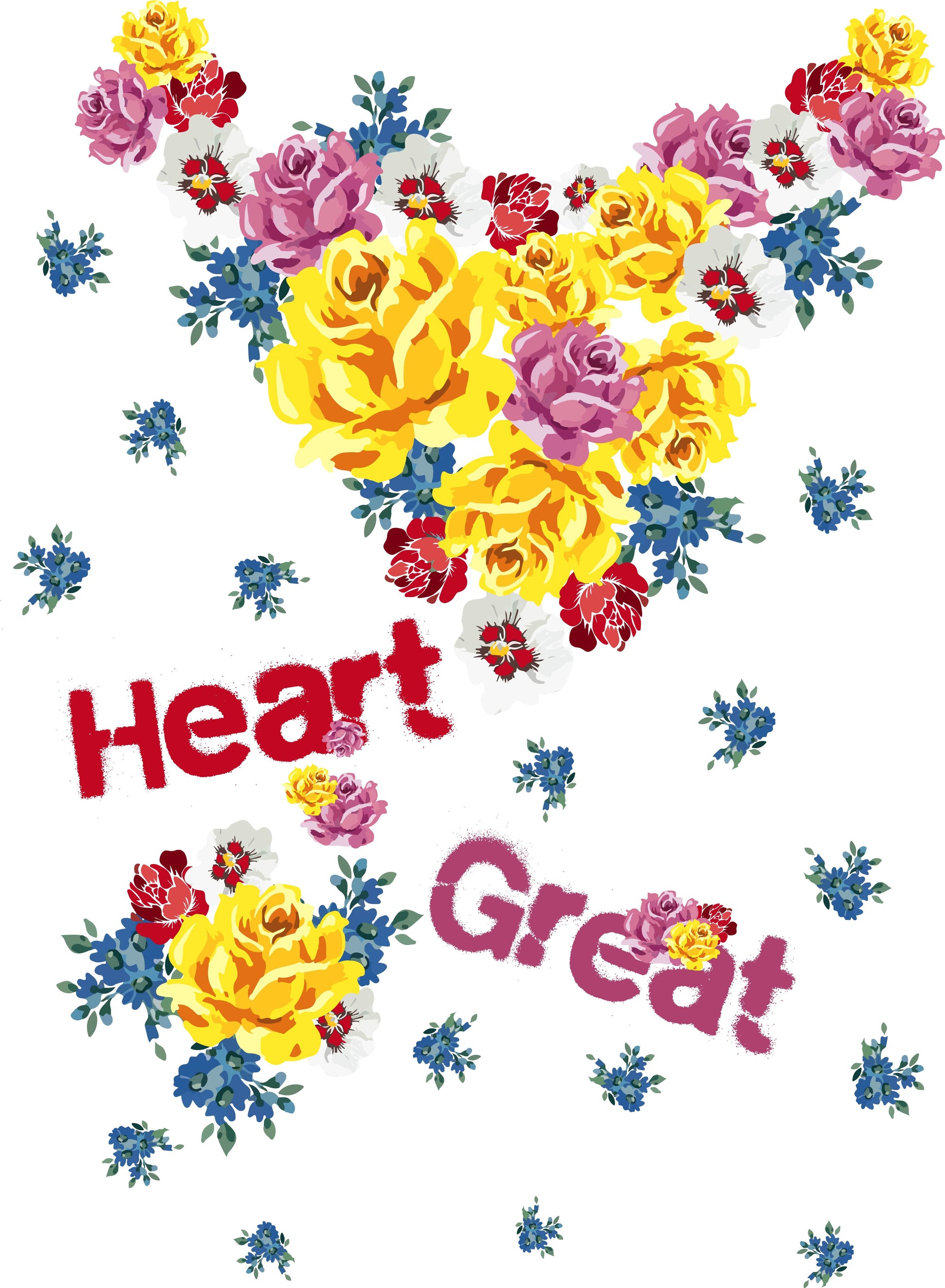 Floral Heart Graphic T-shirt (White)