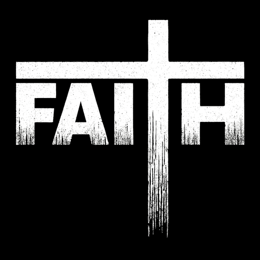 Faith Cross Distressed Typography Tee (Black)
