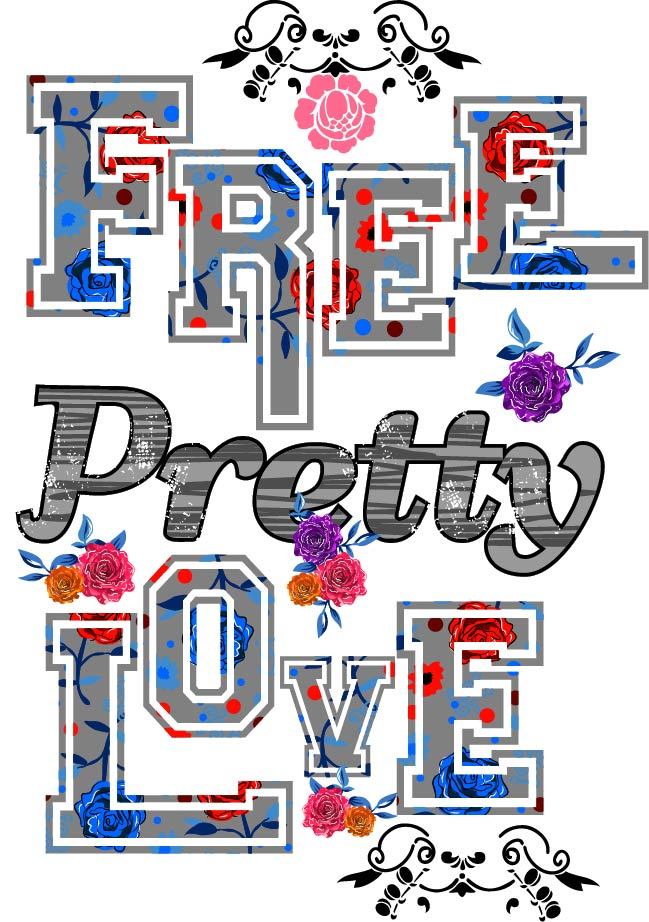 Free Pretty Love T-shirt (Black)
