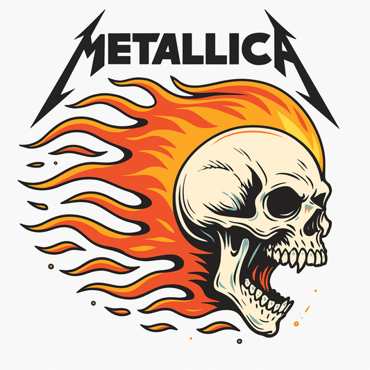 Metallica Flaming Skull Tee (White)