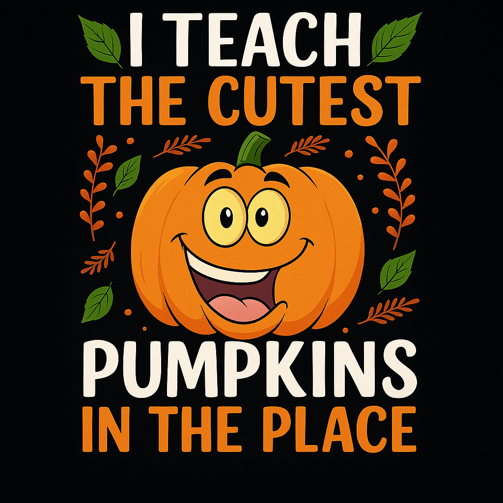 Cute Pumpkin Teacher T-shirt (Black)