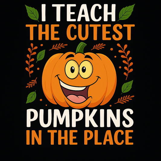 Cute Pumpkin Teacher T-shirt (Black)