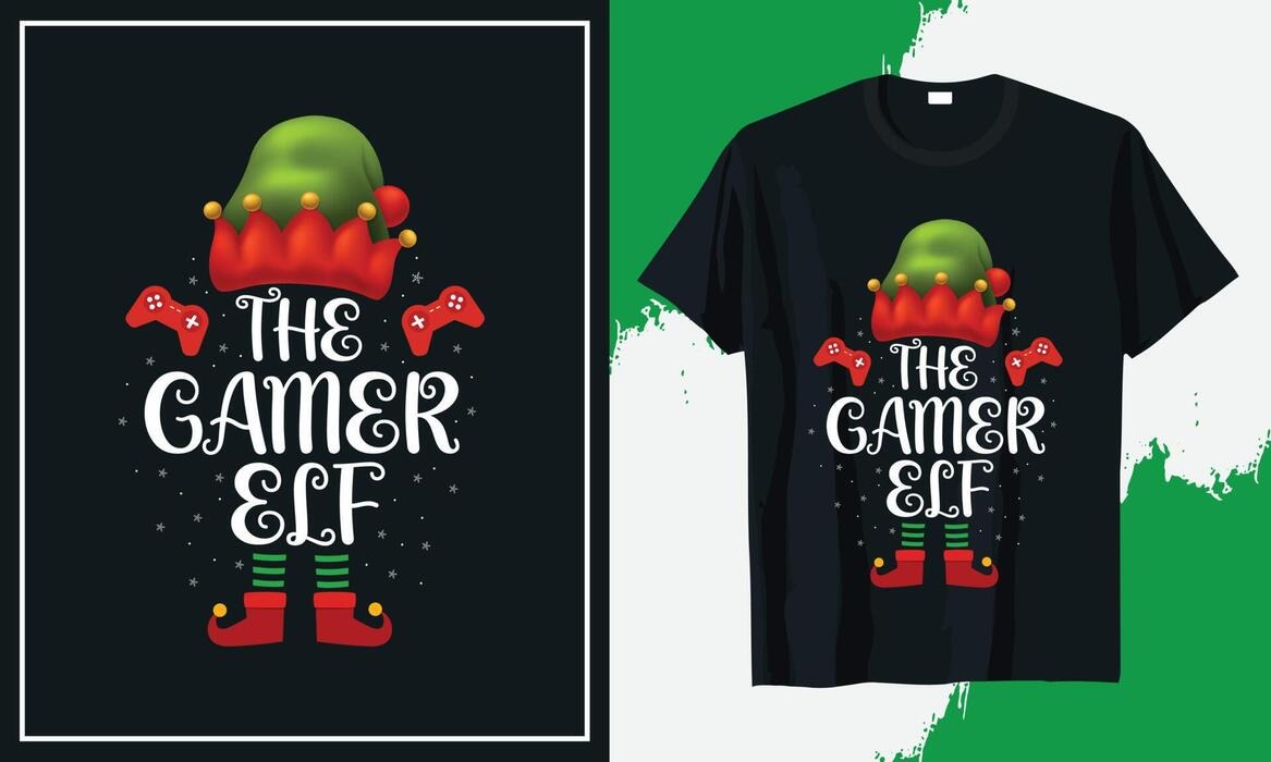 Gamer Elf Holiday T-shirt (White)
