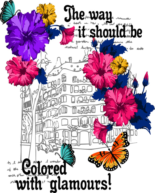 Floral Glamour T-shirt Design (White)