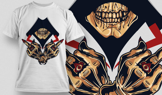 Graphic Skull Hands T-shirt (White)