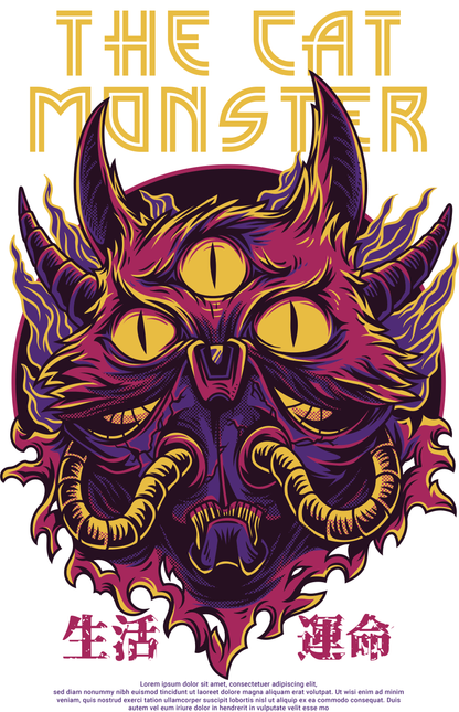 Cat Monster Graphic Tee (White)