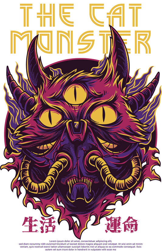 Cat Monster Graphic Tee (White)