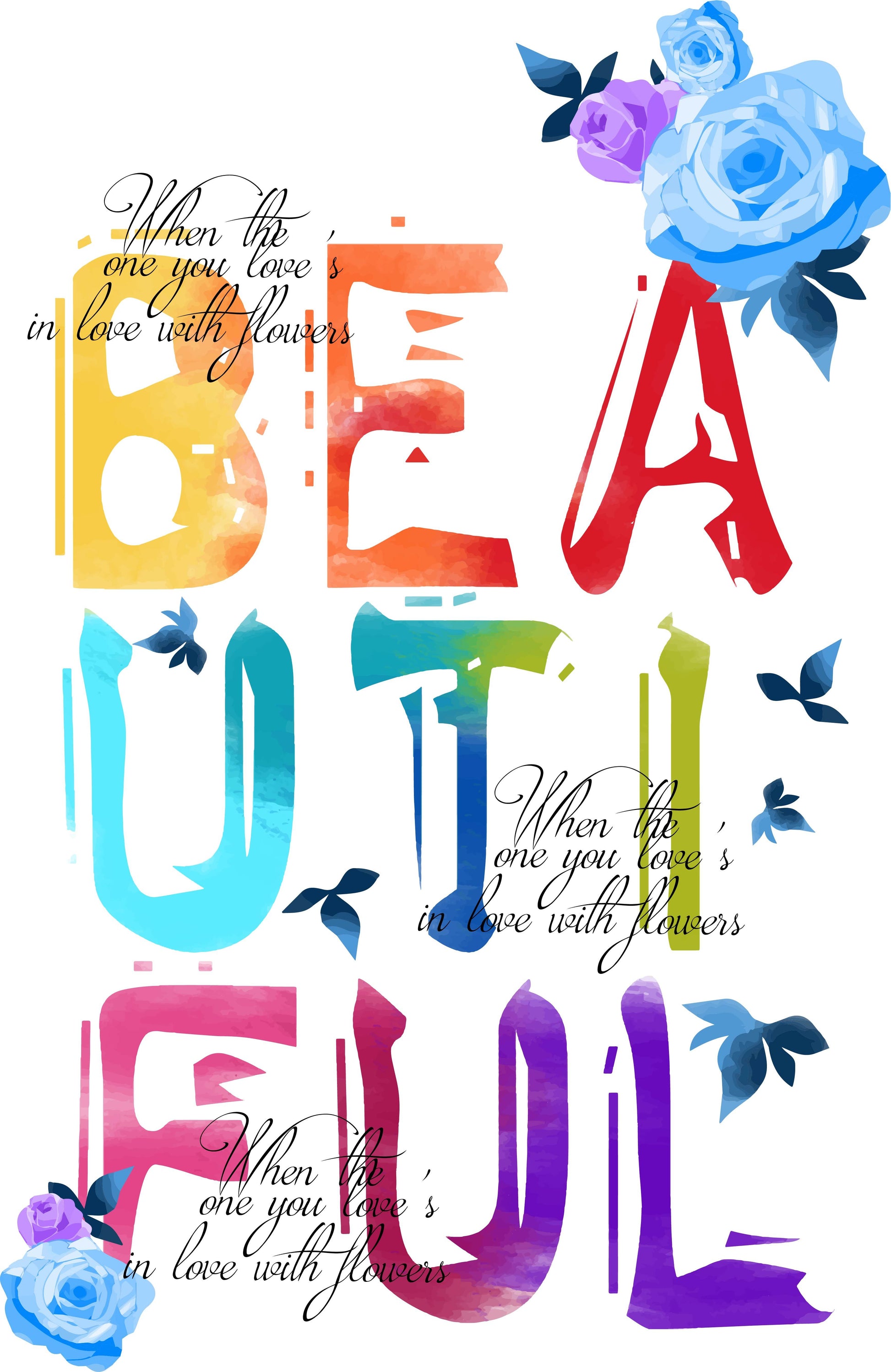 Beautiful Floral Love T-shirt (White)