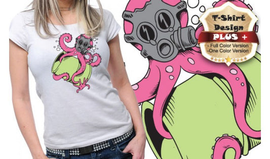 Stylish Octopus Graphic Tee (Black)