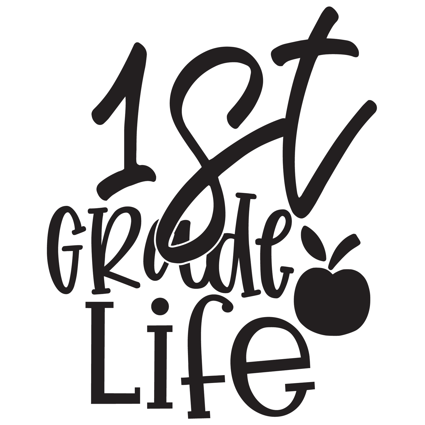 1st Grade Design Black- Tee (White)