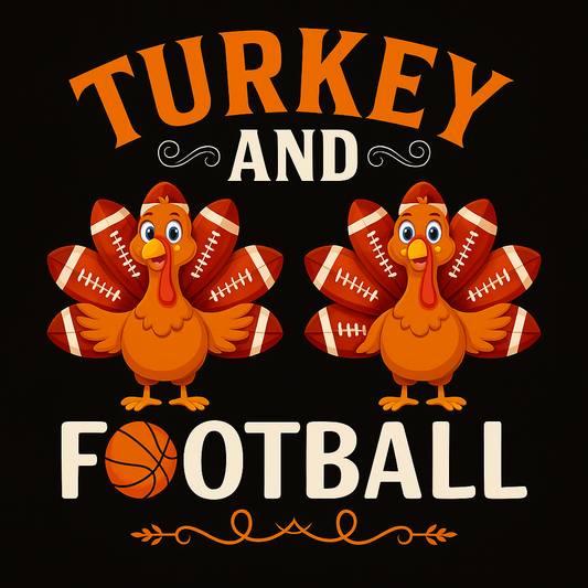 Turkey And Football Fun T-shirt (Black)