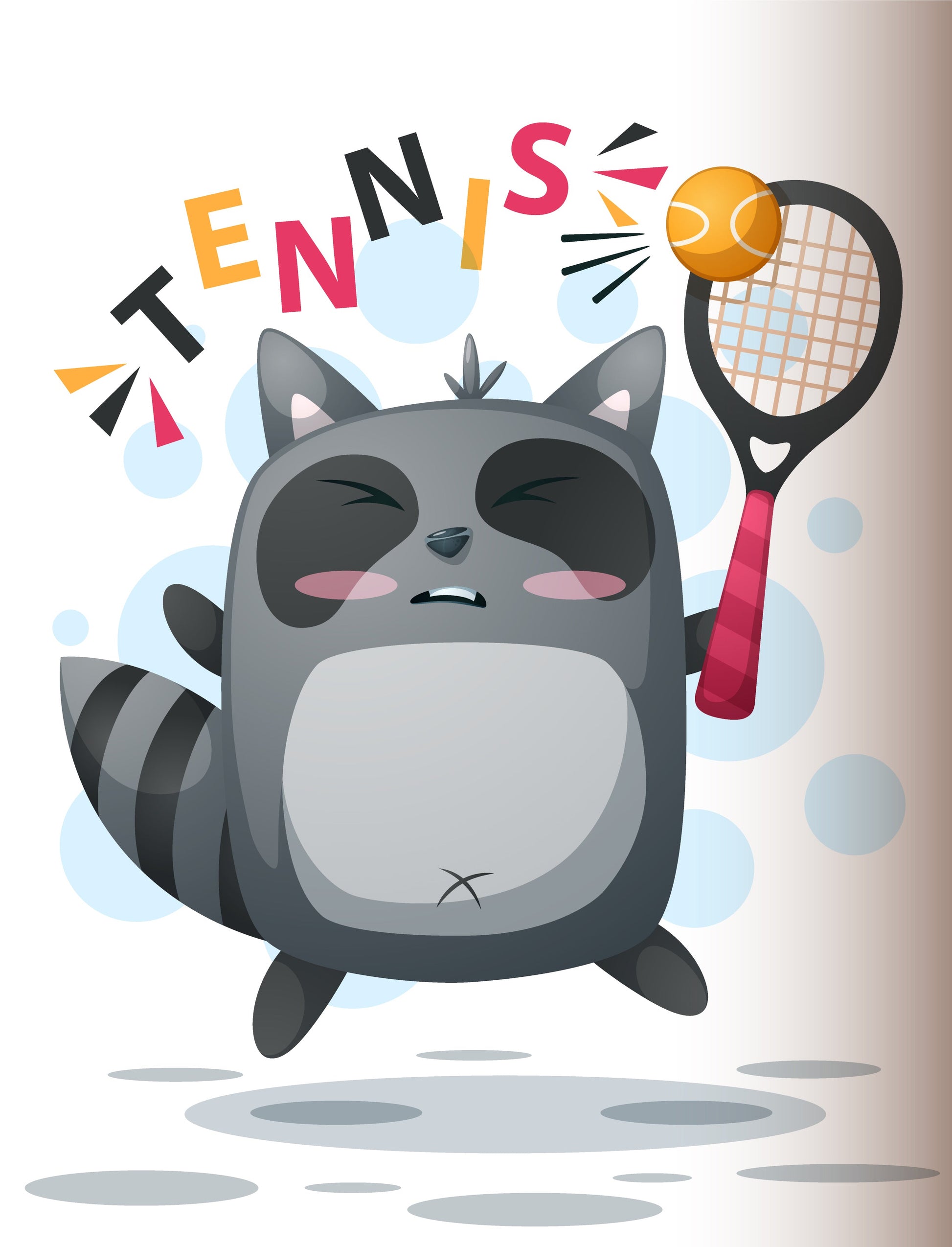 Cute Tennis Raccoon Design (Black)