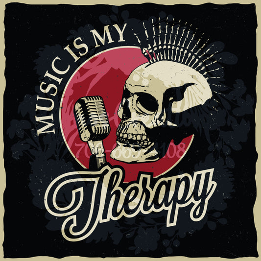 Music Therapy Skull T-shirt (Black) [WM v1 92769508] [WM v1 910dbd73]