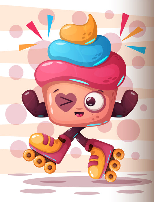 Fun Cupcake Character T-shirt (Black)