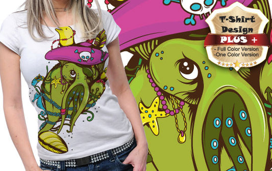 Whimsical Octopus T-shirt Design (Black)
