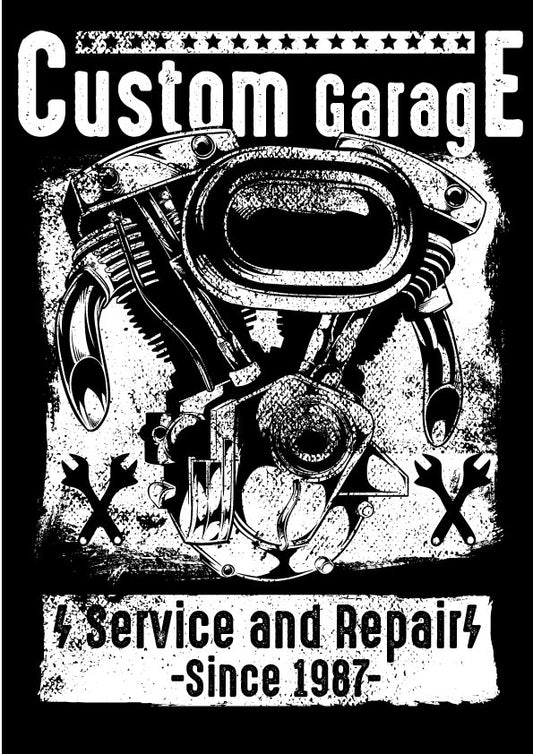 Custom Garage Service T-shirt (Black)