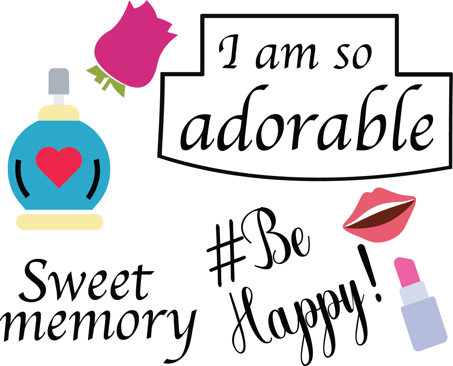 Adorable Perfume And Lipstick Design (White)