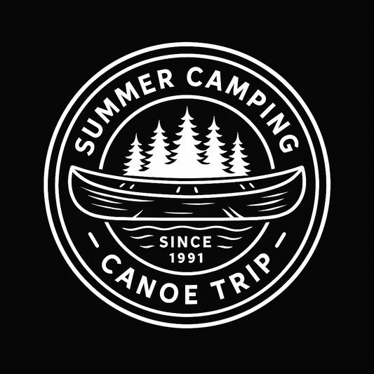 Summer Camping Canoe Trip Badge Tee (Black)