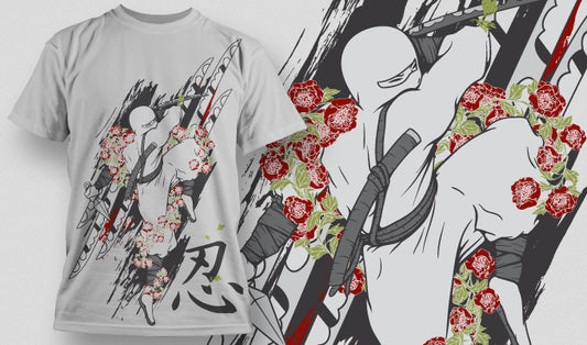 Ninja Floral Graphic T-shirt (Black)