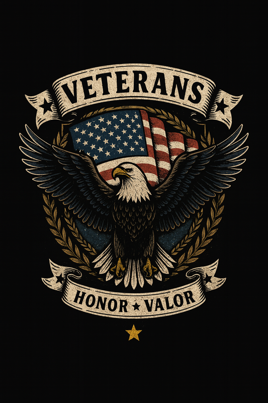 Veterans Honor Valor Eagle Crest Tee (Black)
