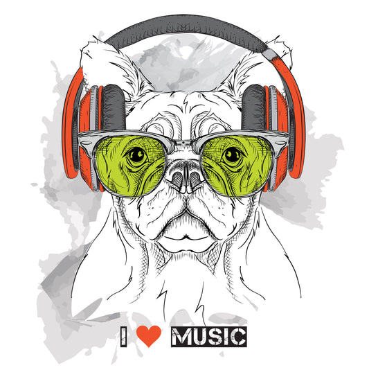 Dog With Headphones Tee (White)