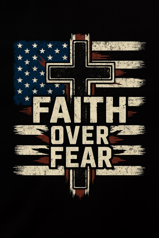 Faith Over Fear Cross Flag Tee (Black)