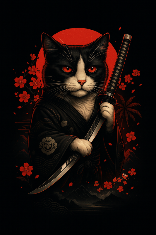 Samurai Cat — Tee (Black)