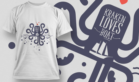 Kraken Loves Boat T-shirt (White)