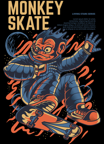 Skateboarding Monkey Graphic Tee (White)