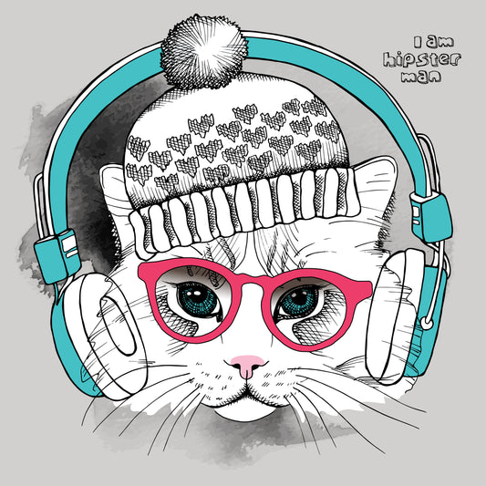 Hipster Cat Graphic Tee (Black)