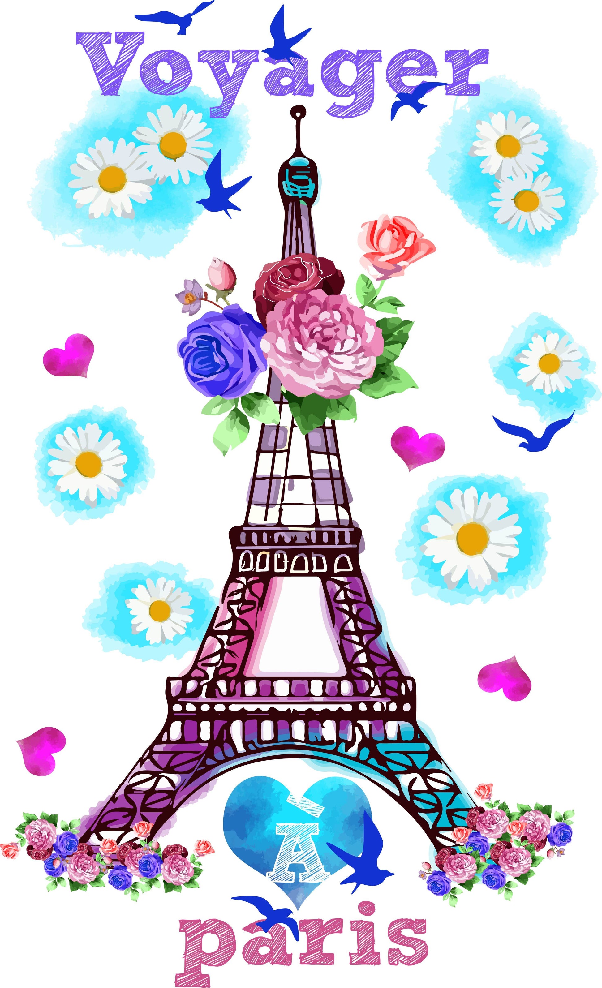 Eiffel Tower Floral T-shirt (White)