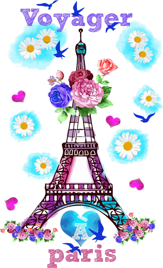 Eiffel Tower Floral T-shirt (White)