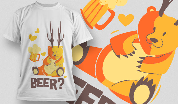Playful Beer Bear T-shirt (Black)