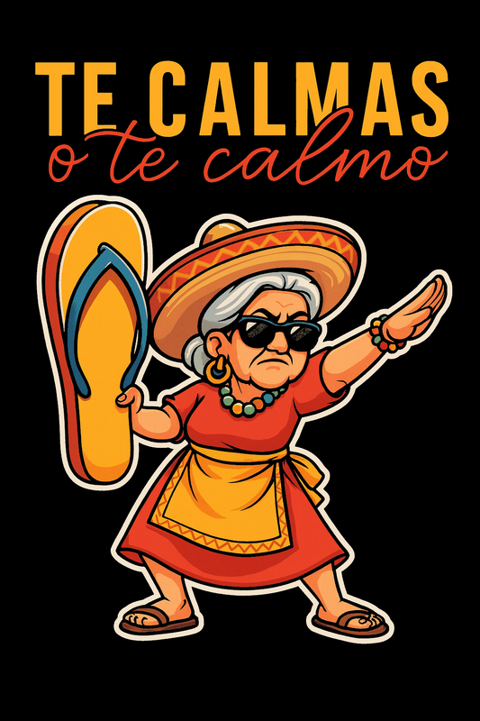 Te Calmas O Te Calmo Chancla Abuela Tee (Black)