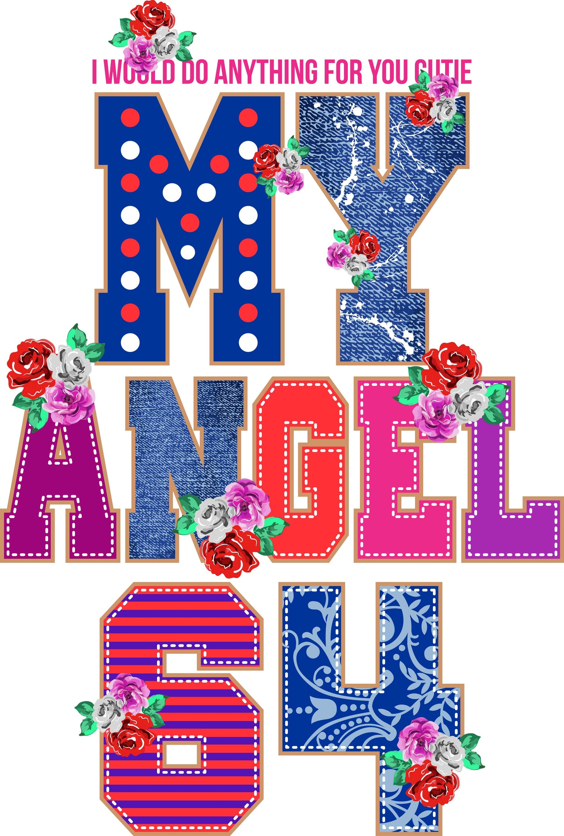 Cute Floral Letter T-shirt (White)