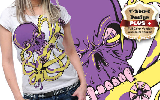 Octopus Skull Graphic Tee (Black)