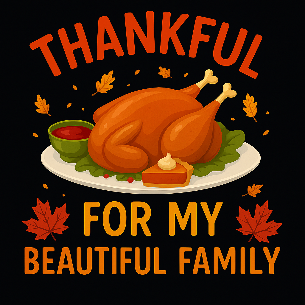 Thankful Family Thanksgiving T-shirt (Black)