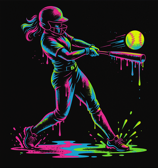 Vibrant Softball Player Graphic Tee