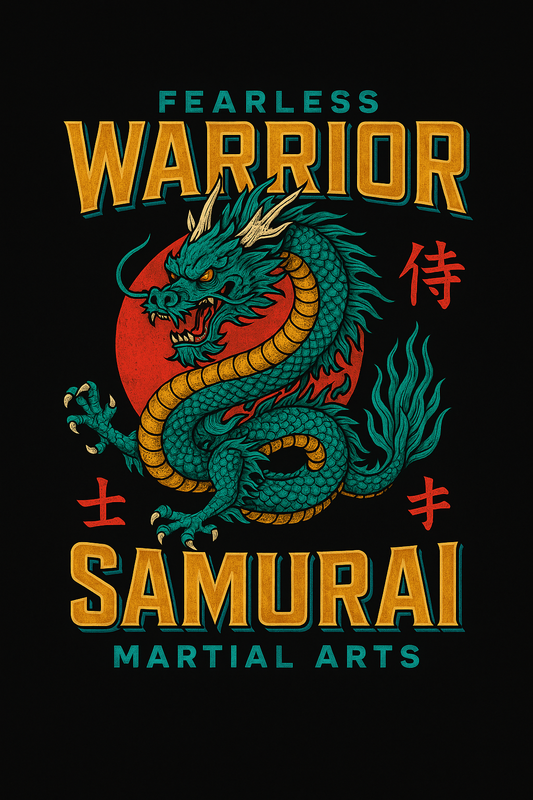 Fearless Warrior Teal Dragon Tee (Black)