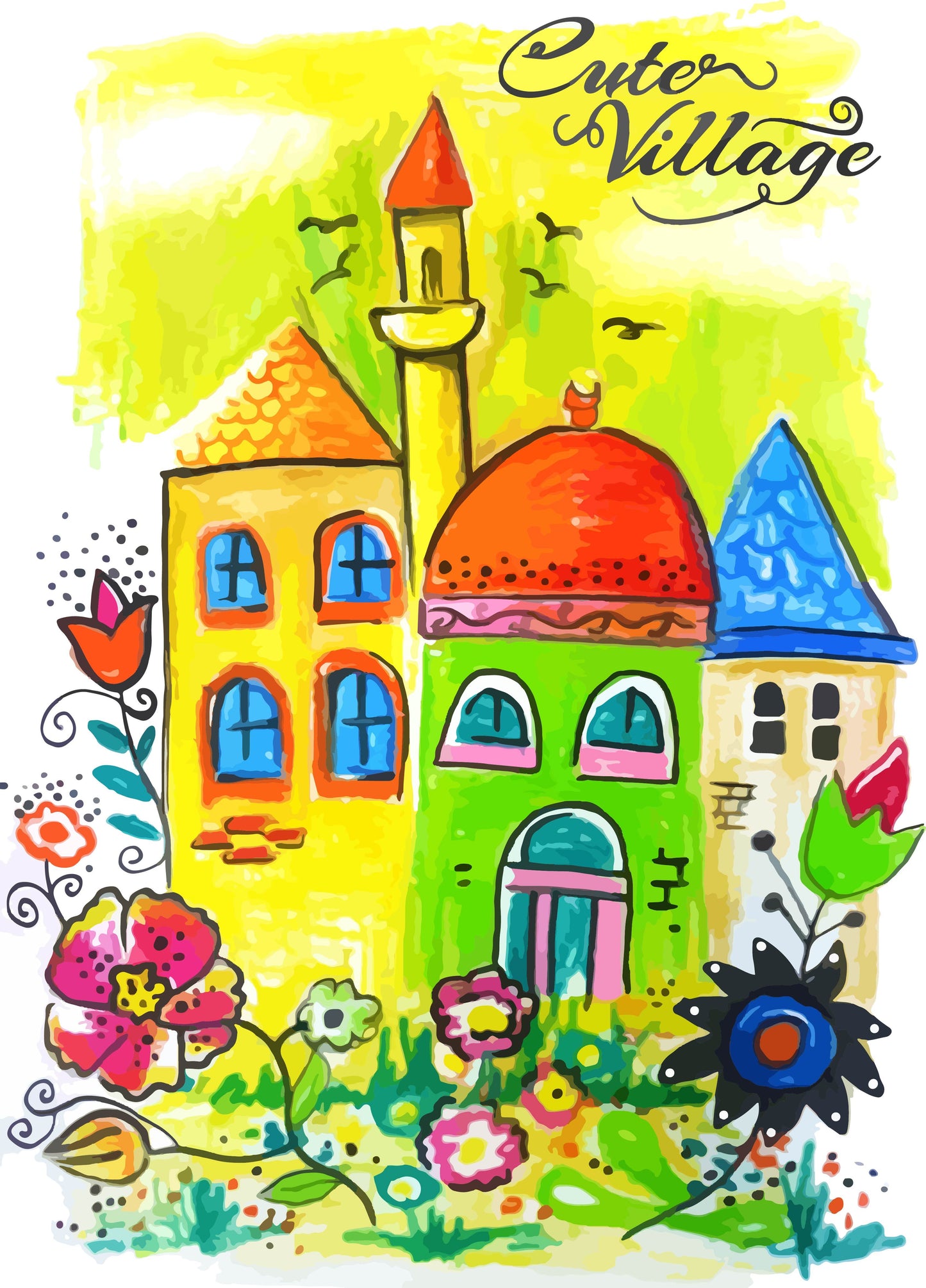 Charming Village Art T-shirt (Black)