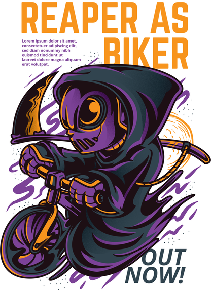 Biker Reaper Graphic Tee (White)