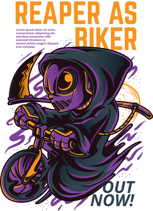 Biker Reaper Graphic Tee (White)