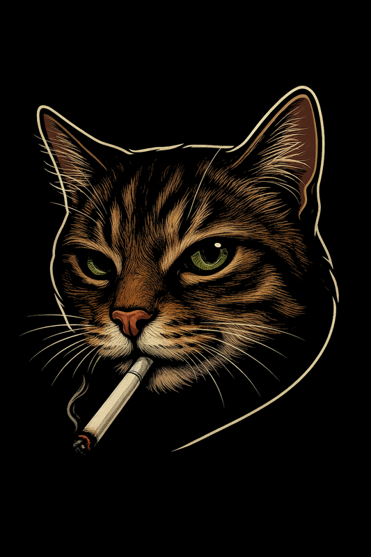 Smoking Cat Attitude Tee (Black)