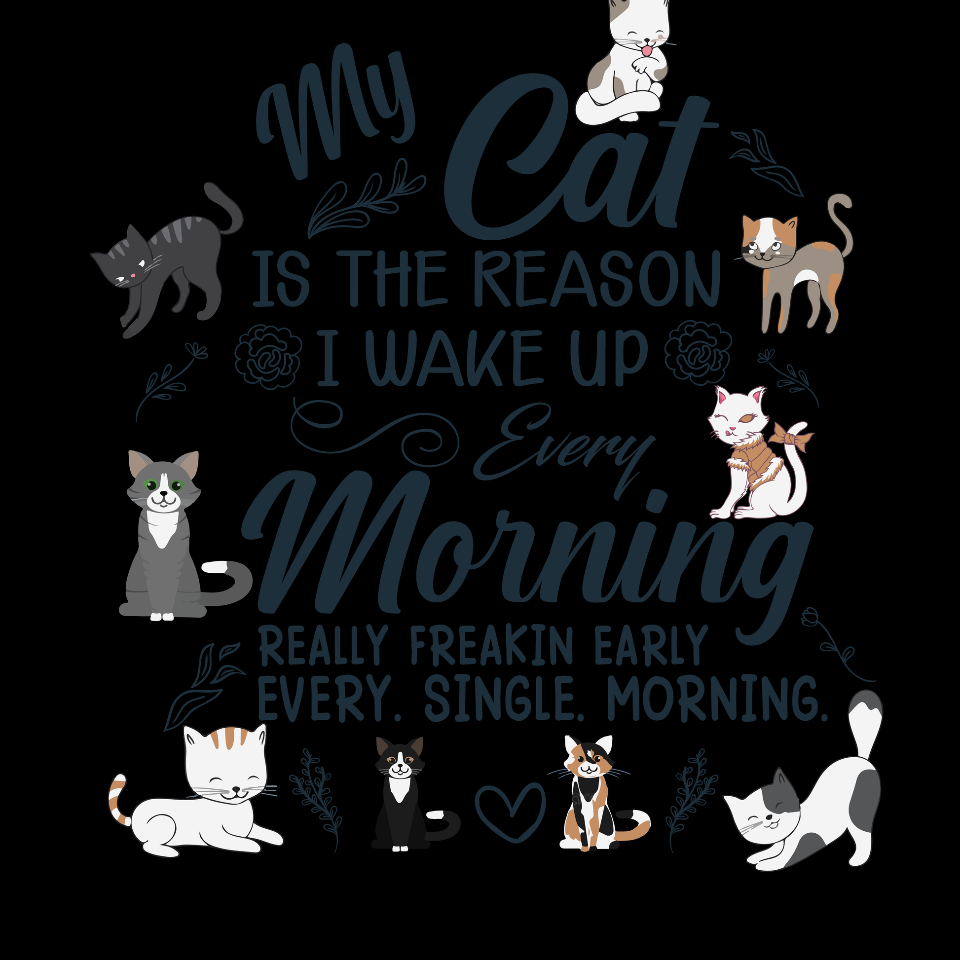 Cat Lover Morning T-shirt (White)