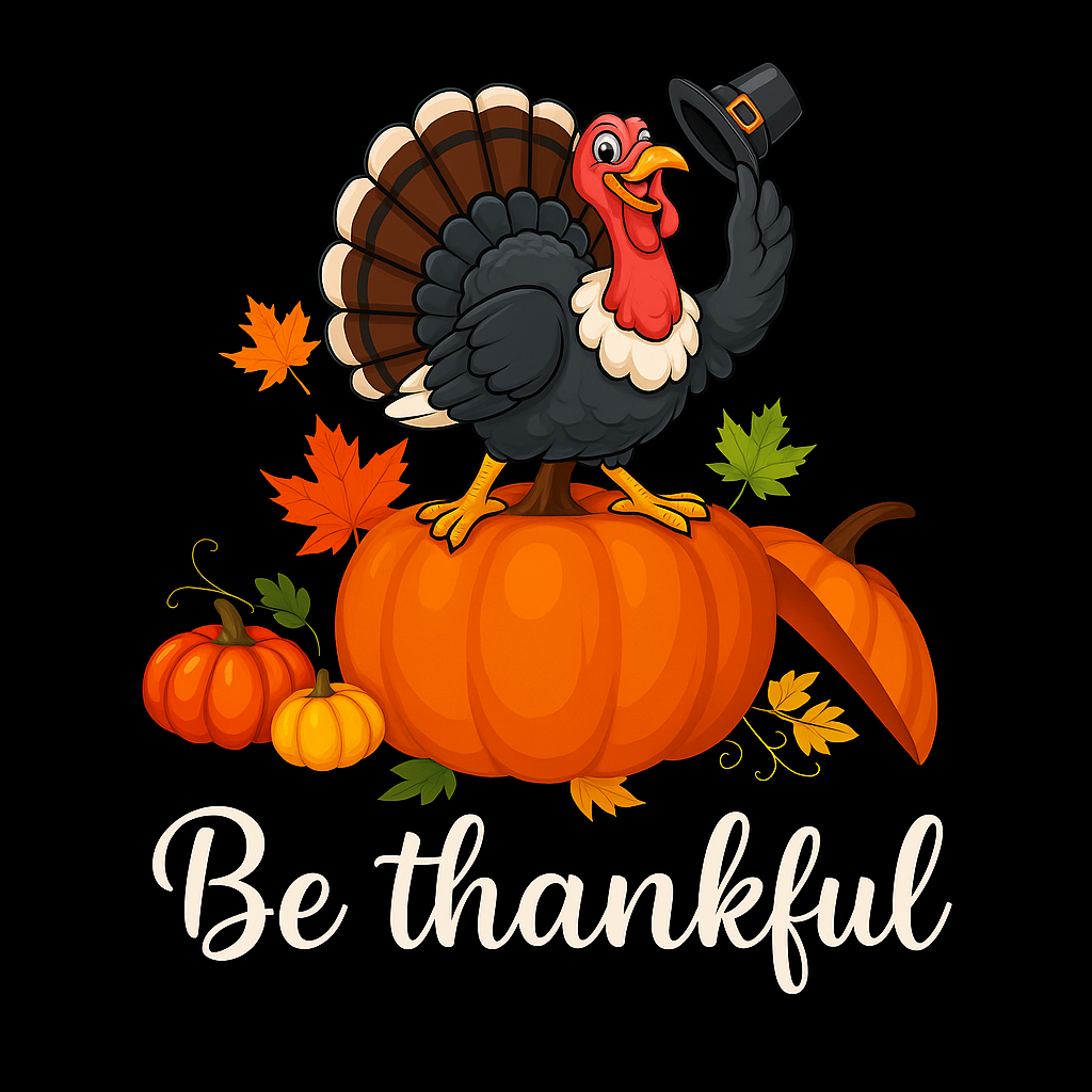 Thankful Turkey Pumpkin T-shirt (Black)