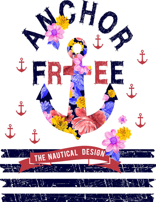 Floral Nautical Anchor T-shirt (Black)