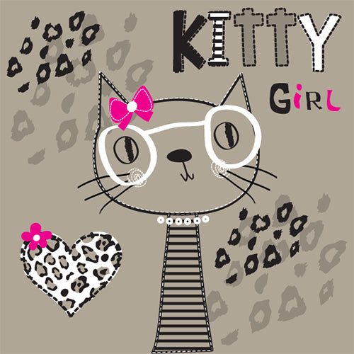Cute Kitty Girl Graphic Tee (Black)